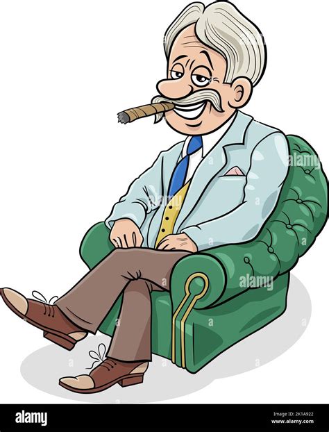 Cartoon Illustration Of Boss Or Businessman In Armchair Stock Vector