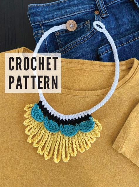 Crochet Pattern Easy Crochet Necklace Pattern Jewelry Etsy