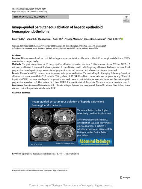 Image Guided Percutaneous Ablation Of Hepatic Epithelioid