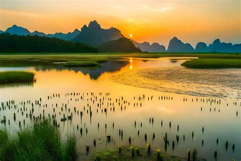 The Sunrise Over Li River Li River Li River Li River Li River Li