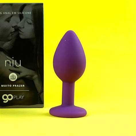 Plug Anal em Silicone Go Play Niu Lilás Vibra Comigo