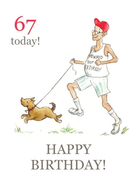 67th Birthday Greetings for a Retired Man Jogging with Dog card ...
