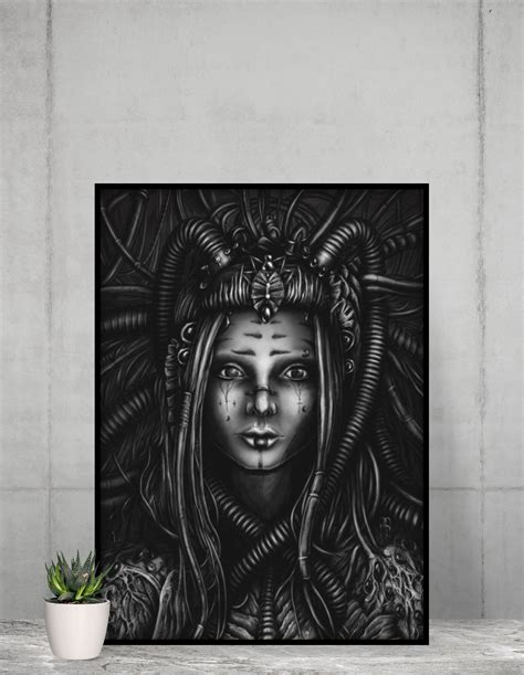 Sci-fi Art Print Dystopian Poster Giger Style Wall Art Original Artwork ...