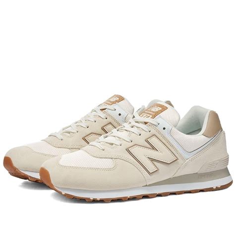 New Balance 574 Tan Trainers In White Lyst