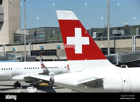 Swiss Air Airplanes In Zurich Airport Switzerland Stock Photo Alamy