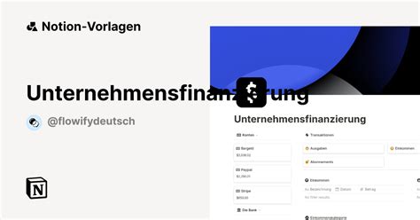 Unternehmensfinanzierung Vorlage Von Flowify Deutsch Notion Marketplace