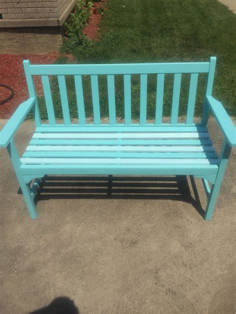 Repainted old wooden bench | Wooden bench outdoor, Wooden outdoor ...