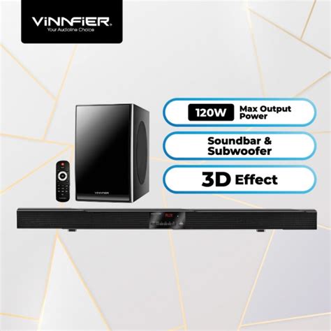 Vinnfier HyperBar 300 BTR Bluetooth Sound Bar With Subwoofer 3D Effect