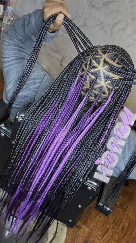 Peekaboo Braids Purple Hair Knotless Braids Purple Knotless Purple Peekaboo Hair Peekaboo