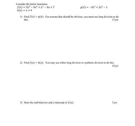 Solved Consider The Below Functions F X 3x5 4x4 X3