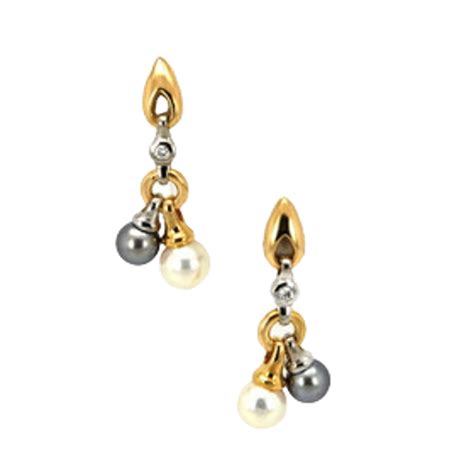 18k Yellow Gold Pearl Earrings 41060490 Shin Brothers Inc