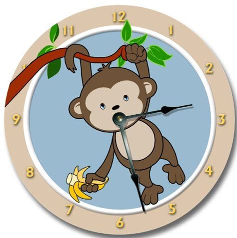 Mod Monkey Wall Art Clock Nursery Large 10 12 Fancy This