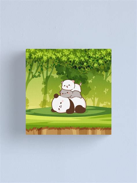 Peach And Goma Had Fun In The Forest With A Panda Mochi Cat Canvas