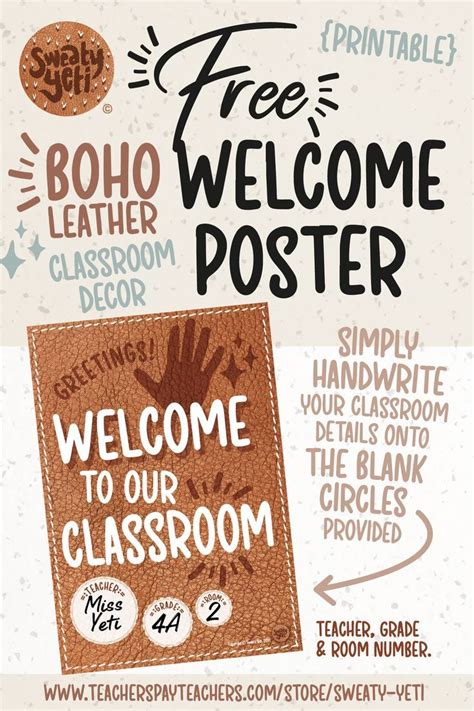 Boho Door Display Classroom Welcome Poster Back To School Door Decor Freebie