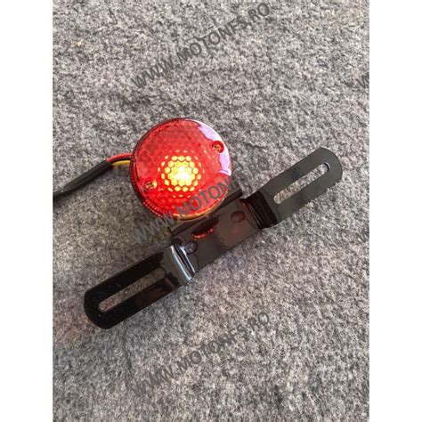 Stop Frana Lampa Spate Suport Numar Moto Universal Cafe Racer Cromat