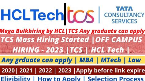 Hcl Tcs Smart Hiring Off Campus Any Graduate Can Apply