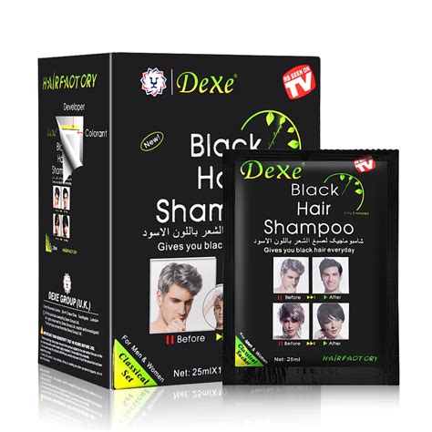 10pcs Dexe Instant Black Hair Shampoo Hair Dye Make Grey White Hair ...