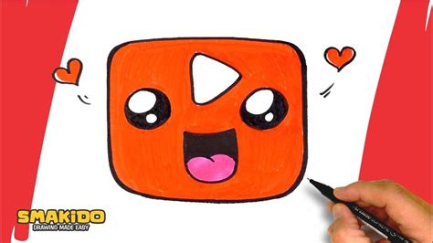 How To Draw A Cute Youtube Logo Step By Step Tutorial Cute Youtube