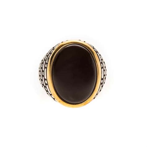 Bague Homme Argent Dore Onyx Il Noir Orus Bijoux