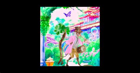 Monkey Blowing Bubbles Chinoiserie Watercolor Watercolor Sticker