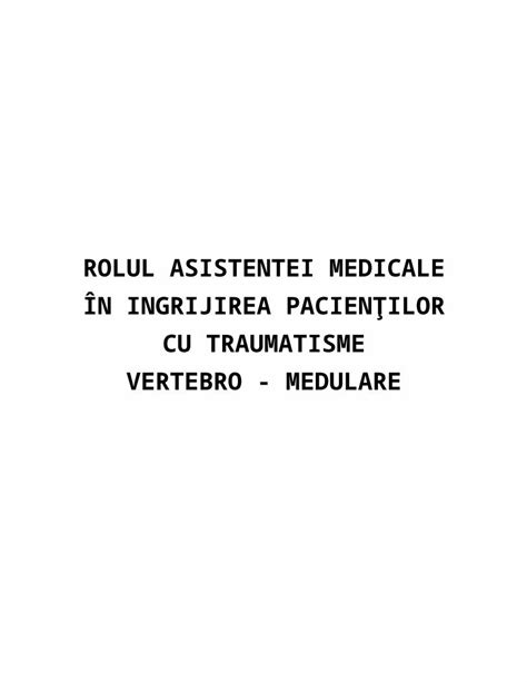 Docx Lucrare De Diploma Traumatisme Vertebro Medulare Dokumentips