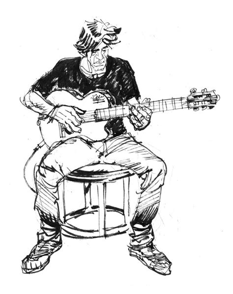 Coloriage Dessin Guitariste joue de sa guitare dessin gratuit à imprimer