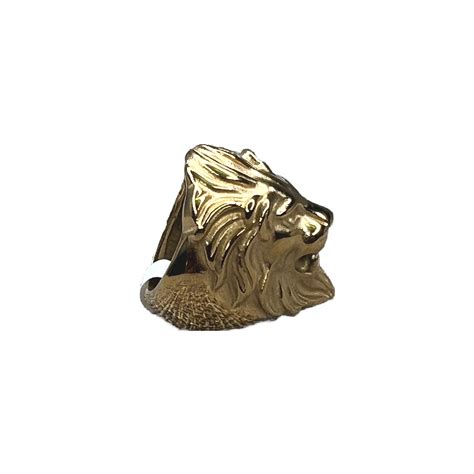 Stainless Gold Lion Head Ring Stanlion