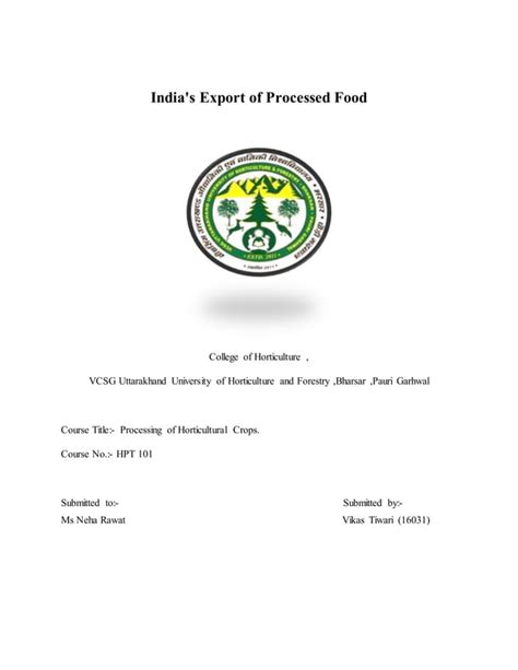 Processed Food Export India Pdf