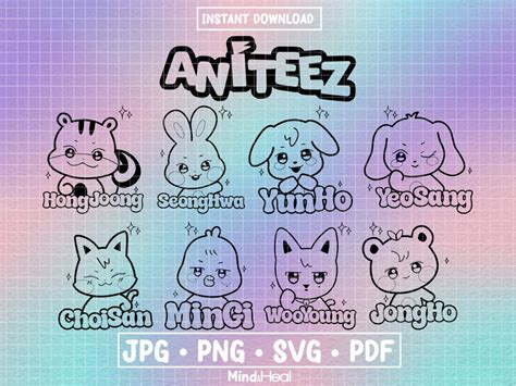 Ateez X Aniteez Names Svg Png Pdf Digital Files For Silhouette Or