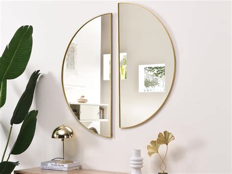 Miroir demi cercle design en métal L 50 x H 100 cm Doré GAVRA