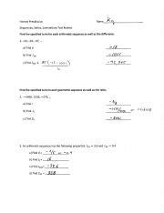 HP Sequences Series Induction Test Review KEY Pdf Honors Precalculus