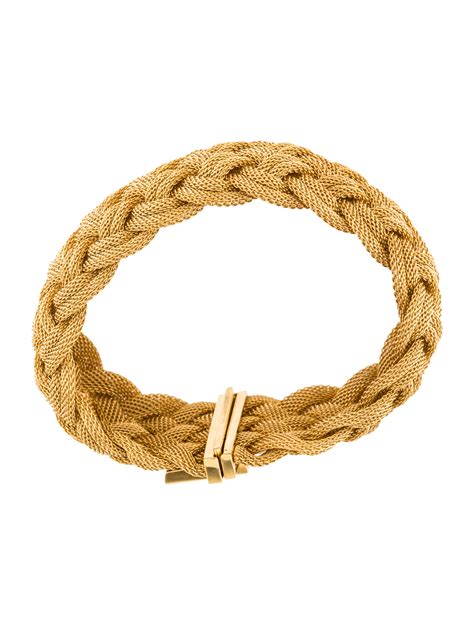 Tiffany And Co 18k Woven Mesh Bracelet Bracelets Tif54656 The Realreal