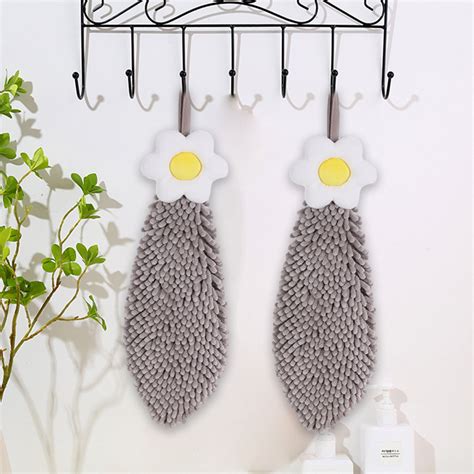 SDJMa 2 Pack Chenille Hand Towels,Kitchen Hand Towels with Loop,Hanging ...