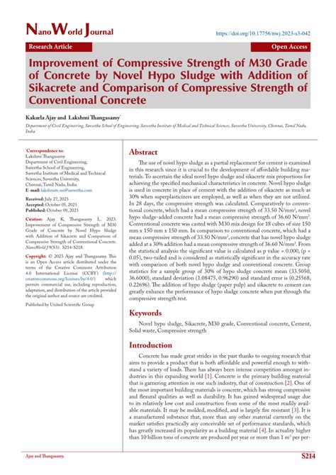 Pdf Improvement Of Compressive Strength Of M30 Grade Of Concrete By