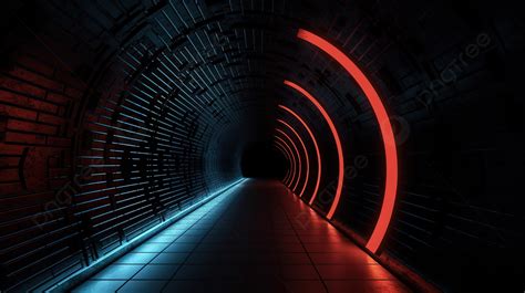 Fondo Túnel Futurista Con Luces Rojas Fondo Ilustración 3d De Túnel