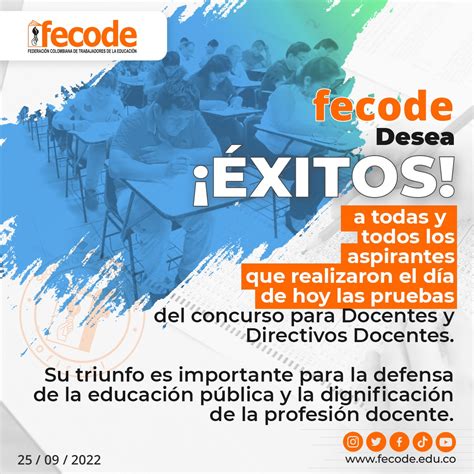 fecode on Twitter FECODE desea éxitos a todas y todos los aspirantes