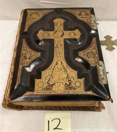 Antique Catholic Bible Leather Illustrated 3916059864