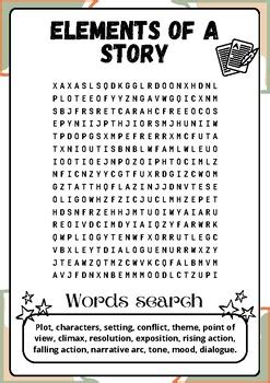 Elements Of A Story Word Search Puzzle Worksheet Activity By Art With