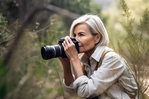 Premium Ai Image Shot Of A Mature Woman Taking Pictures On Her Camera