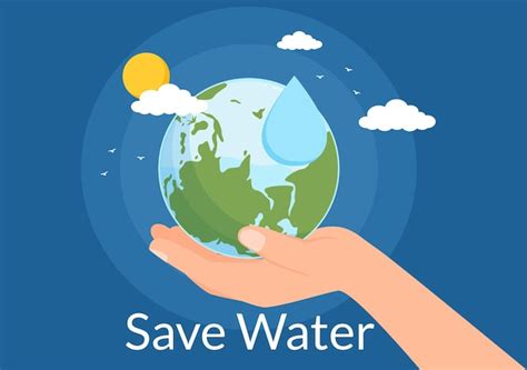 Premium Vector Water Saving Templates Hand Drawn Flat Cartoon