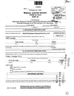 Fillable Online ANNUAL AUDITED REPORT FORM X 17A 5 PART III SEC