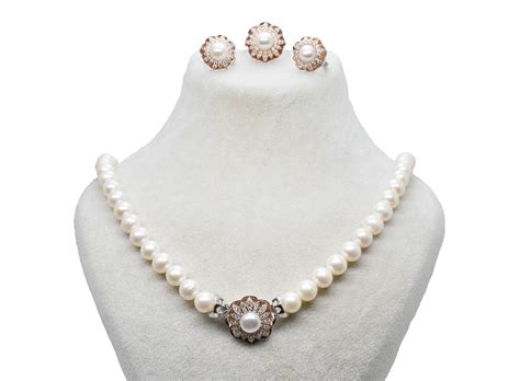 Ahsen 925 Sterling Silver White Pearl Necklace Ah 0143