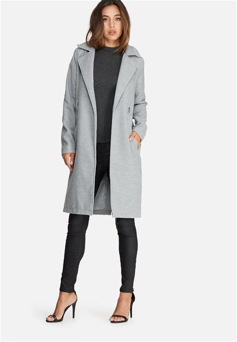 Belted Tailored Faux Wool Coat Grey Missguided Coats