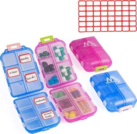 2 Pack Pill Case Portable Small 7 Day Weekly Travel Pill Organizer