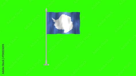 Vidéo Stock Flag of Antarctica Pole flag of Antarctica on Green