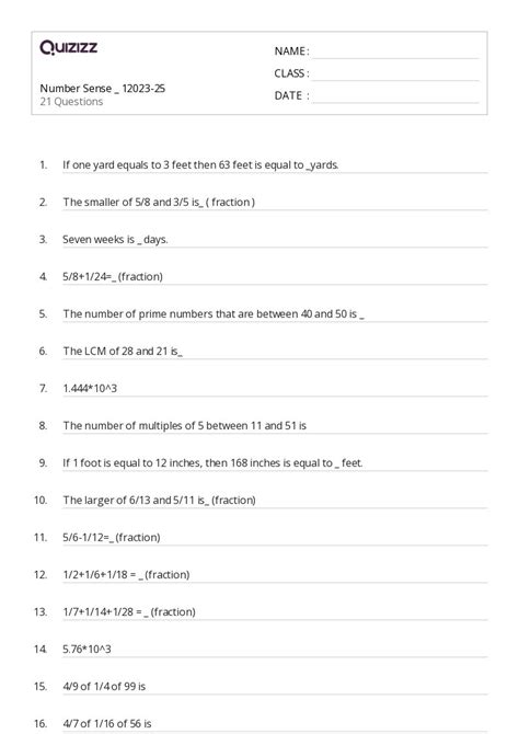 50 Number Sense Worksheets For 4th Grade On Quizizz Free