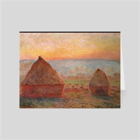 Grainstacks At Giverny Sunset Art By Claude Monet A Card Pack By