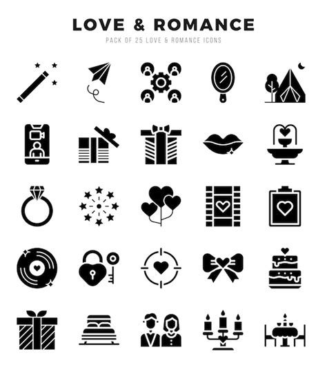 Premium Vector Set Of Glyph Love Romance Icons Glyph Art Icon Vector