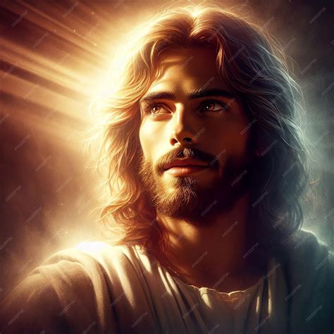 Premium Ai Image Jesus Christ Portrait With Long Hair And A Beard