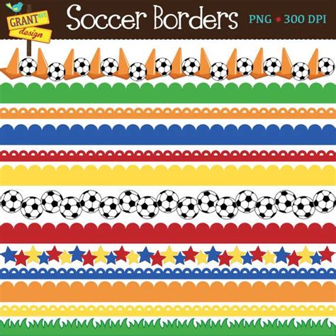 Soccer Borders- Soccer Digital Borders- Soccer Clipart - Invitations ...